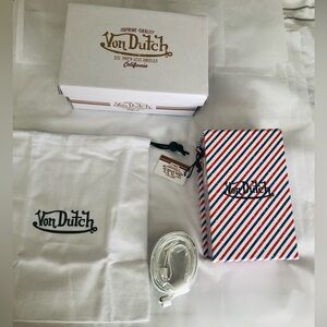 Von Dutch Red, Blue, White Striped Crossbody Bag
